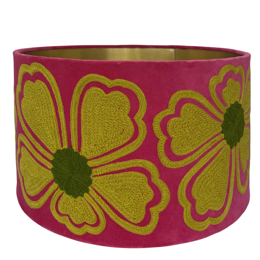 Hibiscus Fuschia Chartreuse Velvet Lampshade