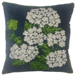 Hydrangeas on Navy Velvet cushion