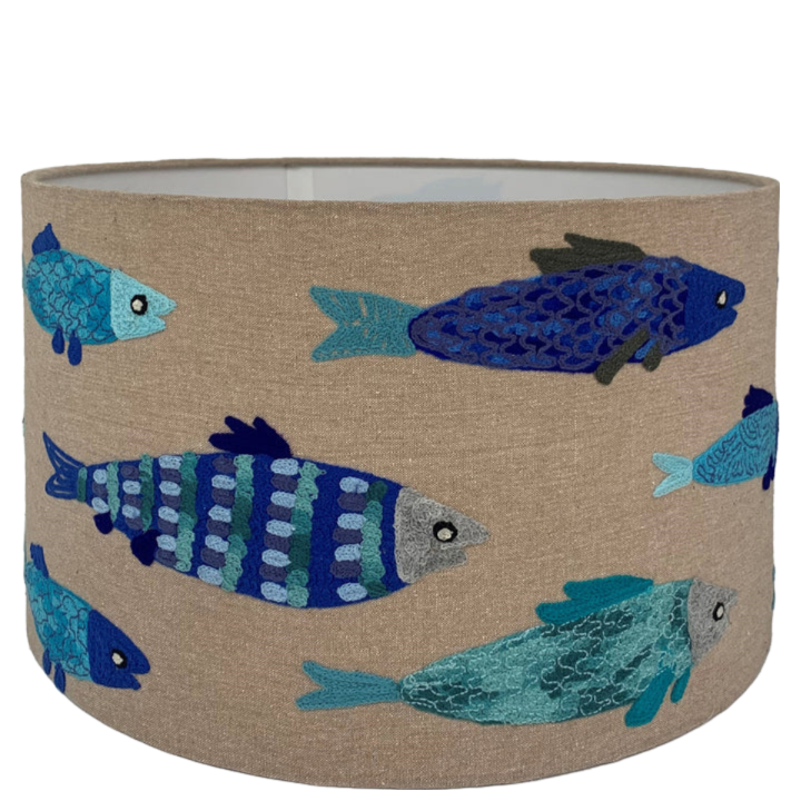 Tropical Fish in Blue Lampshade