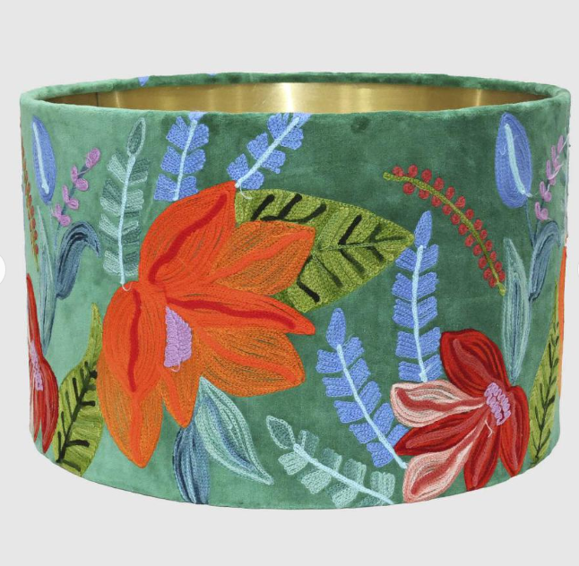 Tropical on Green Velvet lampshade