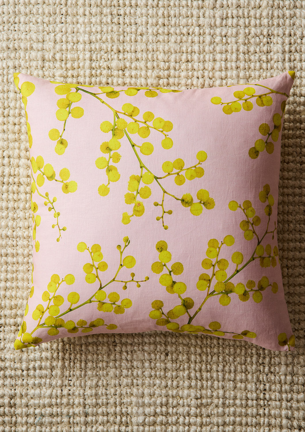 Pink Wattle 100% Linen Cushion Cover