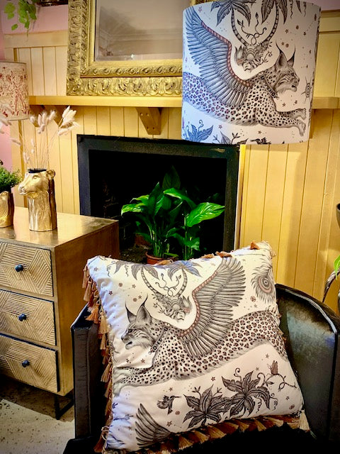 Superb Gold Lynx on Grey Velvet tub chair