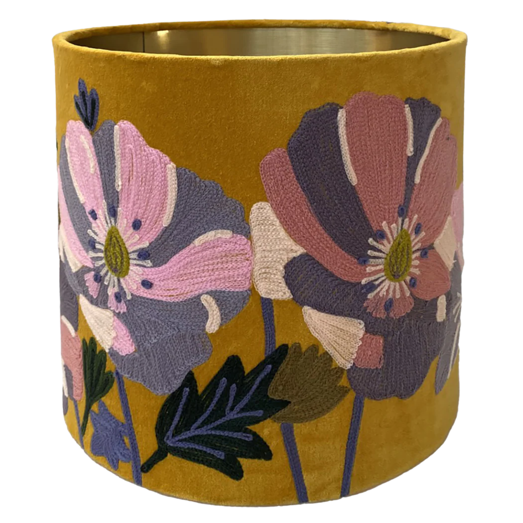 Wildflower Fabric on Yellow Velvet