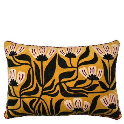 Art Deco Embroidery on yellow velvet lampshade