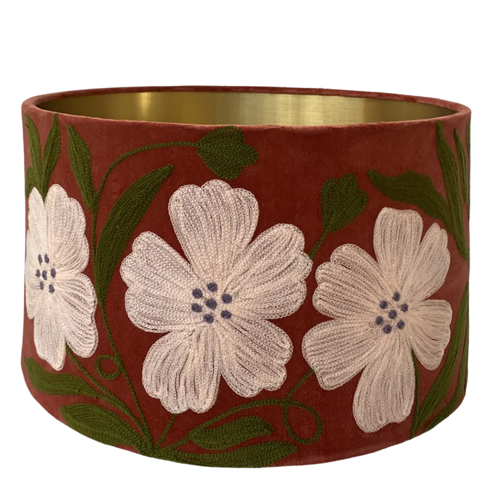 Poppy on Rust Velvet Lampshade