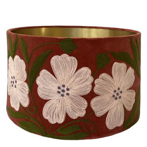Poppy on Rust Velvet Lampshade