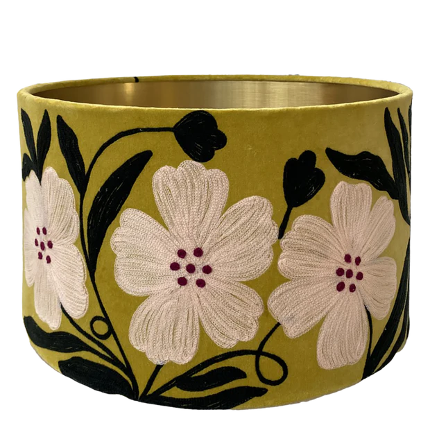 Poppy on Lime Velvet Lampshade