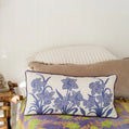 Lavendar Narcissus on Linen Embroidered Cushion