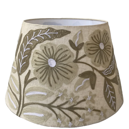 Embroidered Daisy on Linen lampshade