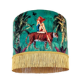 Jungle Walk in Green Velvet Fringed Lampshade