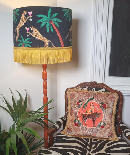 Cocktail Cheetahs on Black Velvet with tassels