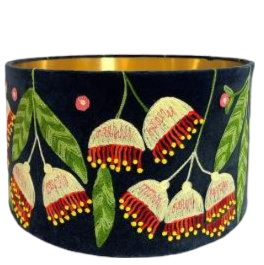 Gumnuts Velvet Embroidered Lampshade in Midnight Blue