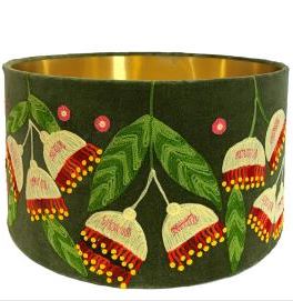 Gumnuts Velvet Embroidered Lampshade in  Olive