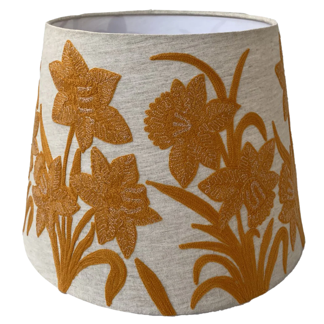 Narcissus Gold on Linen Tapered Shade