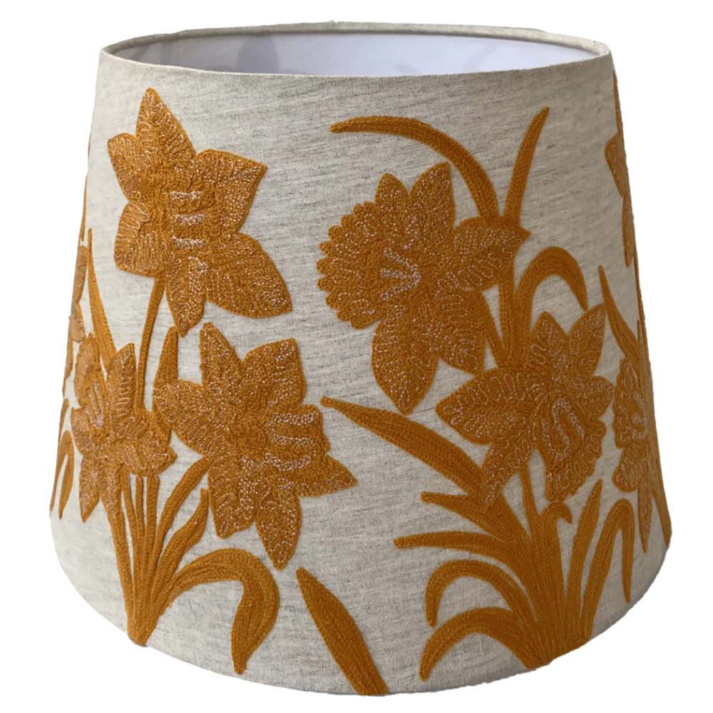 Narcissus Gold on Linen Tapered Shade