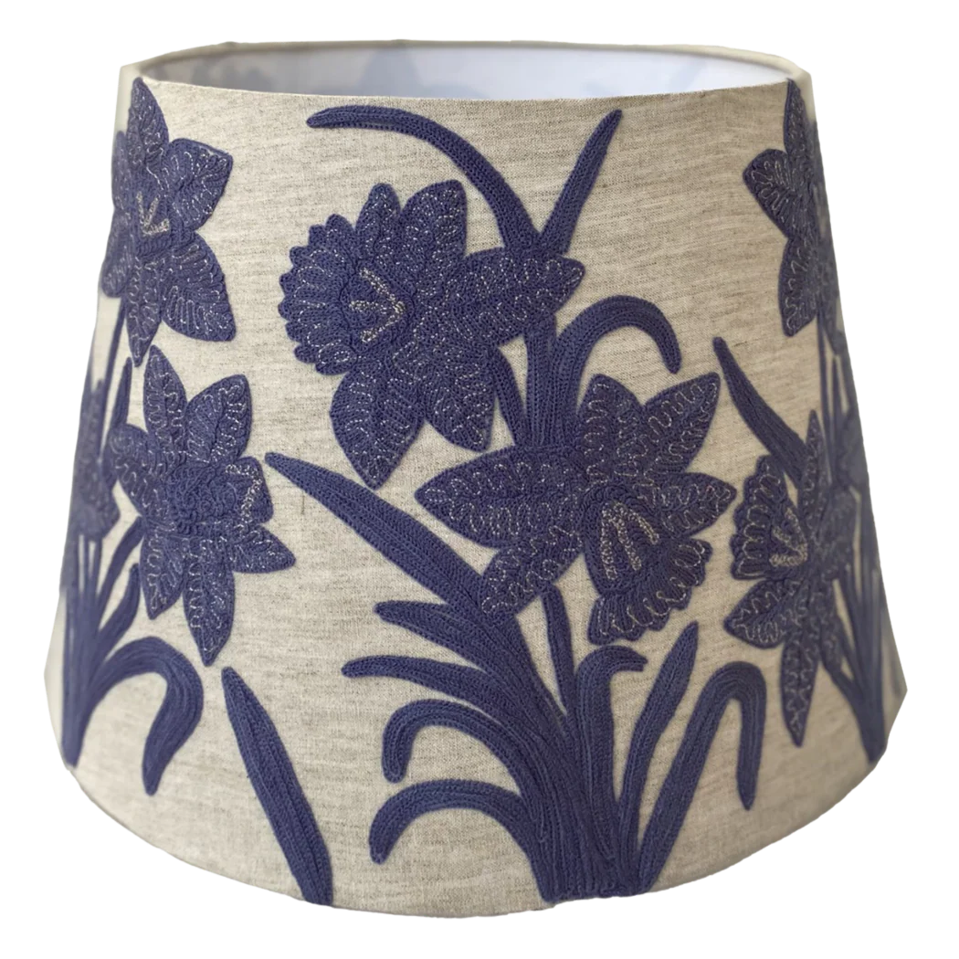 Narcissus Lavendar on Linen Tapered Shade