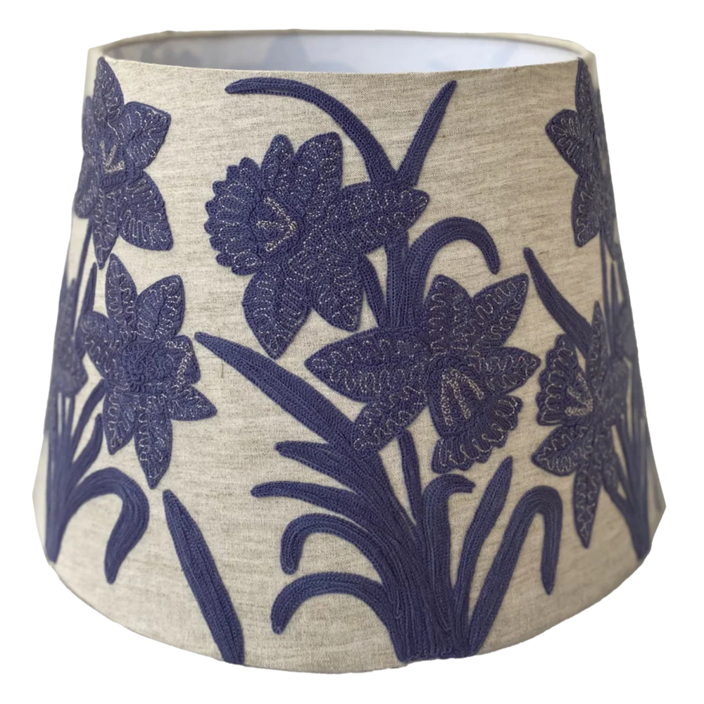 Narcissus Lavendar on Linen Tapered Shade