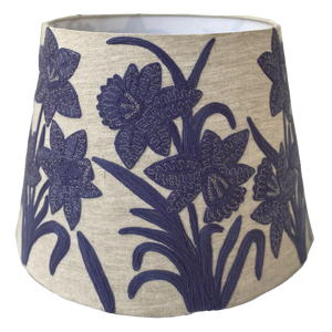 Narcissus Lavendar on Linen Tapered Shade