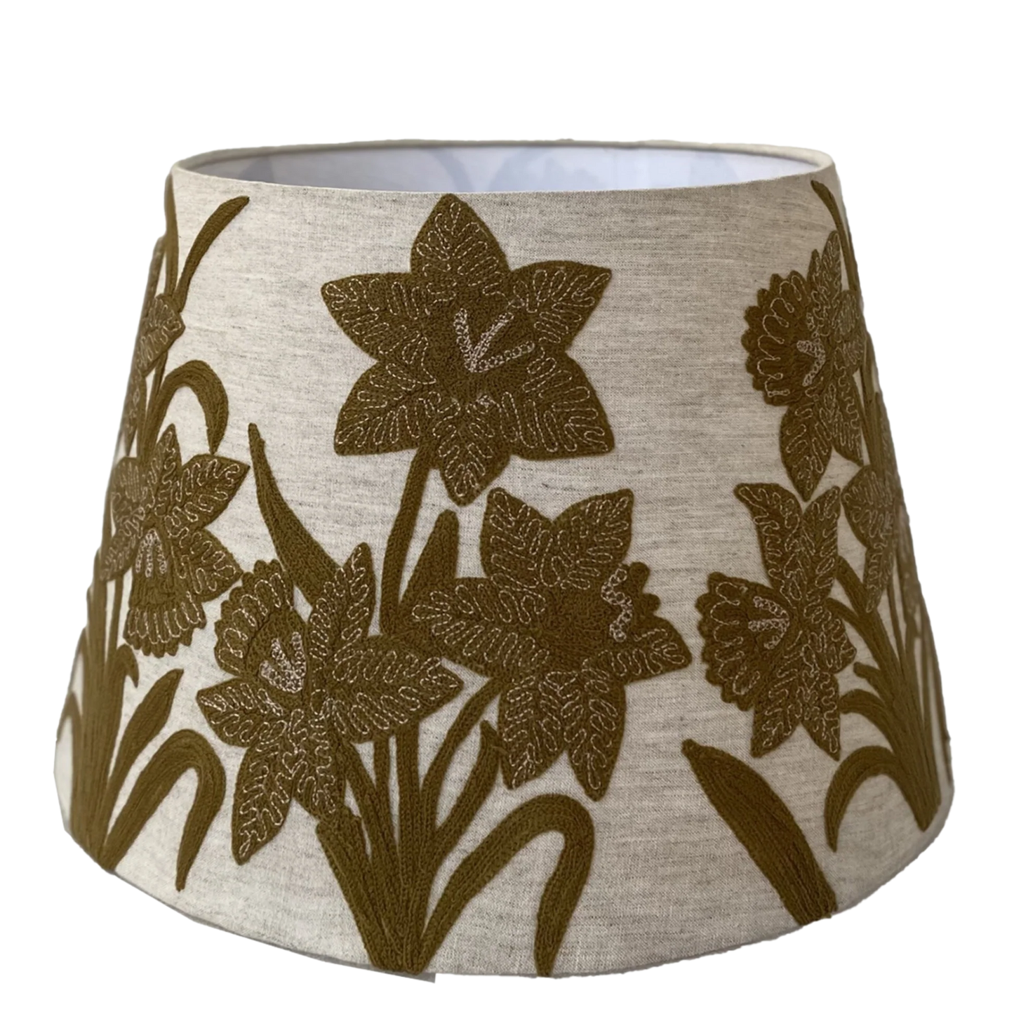 Narcissus Butternut on Linen Tapered Shade