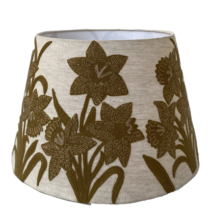 Narcissus Butternut on Linen Tapered Shade