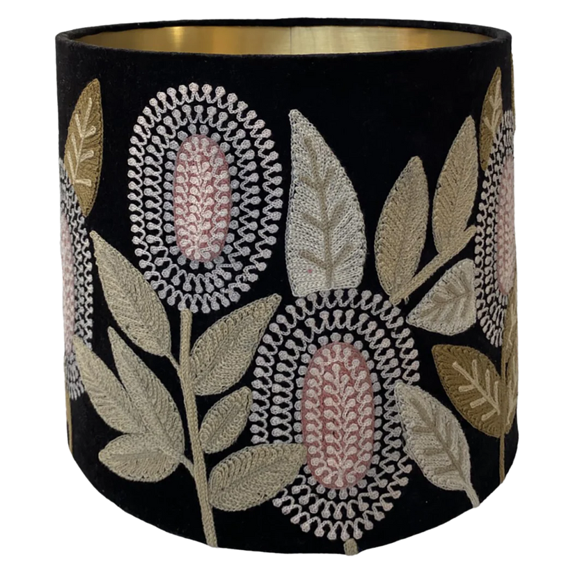 Banksia on Black Velvet Lampshade