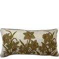 Tobacco Narcissus on Linen Embroidered Cushion