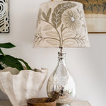 Embroidered Daisy on Linen lampshade