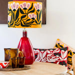 Art Deco Embroidery on yellow velvet lampshade