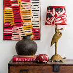Art Deco Embroidery on rust velvet tapered lampshade
