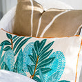 Aqua Banksia on Velvet Embroidered Cushion