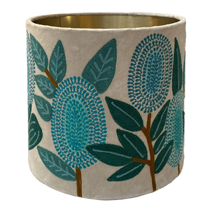Banksia in Turquoise on Velvet Lampshade