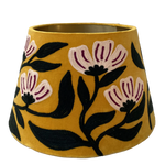Art Deco Embroidery on yellow velvet tapered lampshade