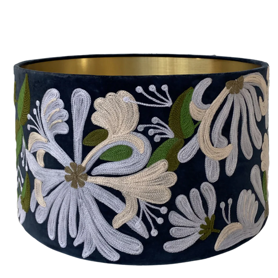 Honeysuckle Floral Pattern on Navy Velvet