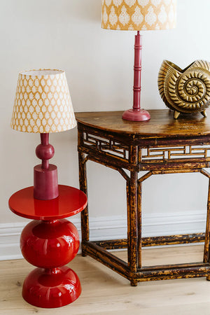 Lacquered Bamboo Lamp base in Dusty Rose