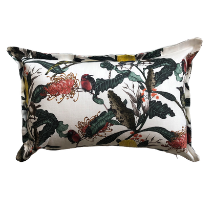 Wrens and Banksia Lumbar cushion cover PRE ORDER