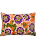 Passionfruit Flower on Orange Velvet cushion
