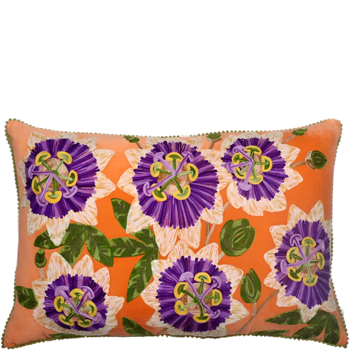 Passionfruit Flower on Orange Velvet