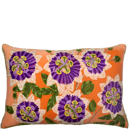 Passionfruit Flower on Orange Velvet