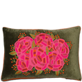 Rananculus on Green Velvet cushion