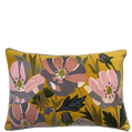 Wildflowers on Mustard Velvet Embroidered Cushion