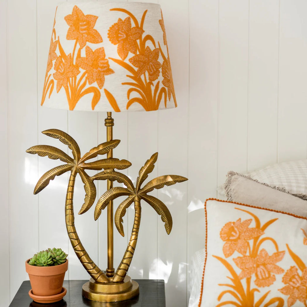 Narcissus Gold on Linen Tapered Shade