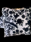 Black and White Peacocks on Linen cushion