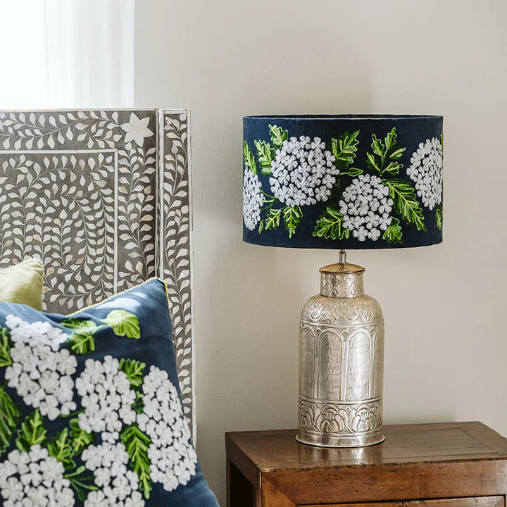 Hydrangeas on Midnight lampshade