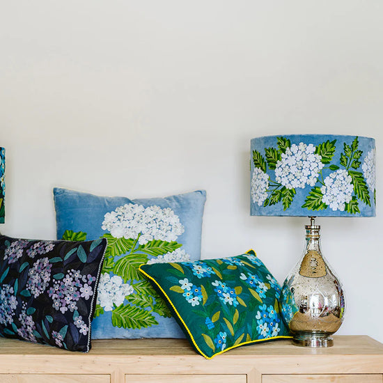 Hydrangeas on Blue Velvet