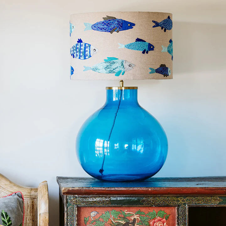 Tropical Fish in Blue Lampshade