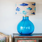 Large Glass Ball Lamp Base in Blue