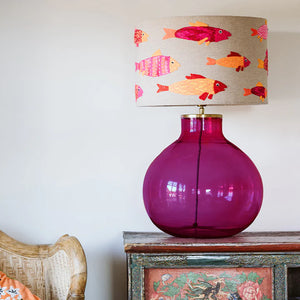 Large Glass Ball Lamp Base in Pink