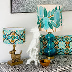 Banksia in Turquoise on Velvet Lampshade