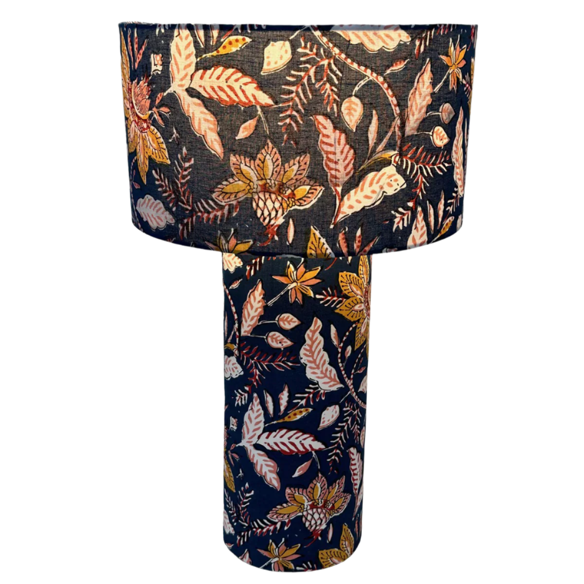 Navy Floral Lamp