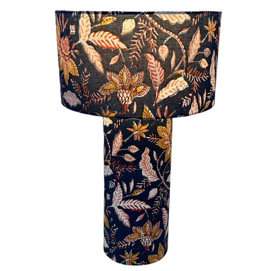 Navy Floral Lamp